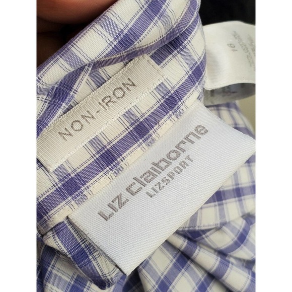 Liz Claiborne Women's Purple Cotton Collared Short Sleeve Buttons Down Shirt 16 - Picture 8 of 12